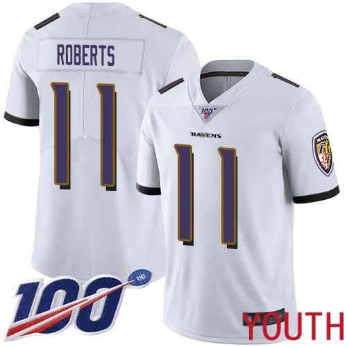 Baltimore Ravens Limited White Youth Seth Roberts Road Jersey NFL Football #11 100th Season Vapor Untouchable->youth nfl jersey->Youth Jersey